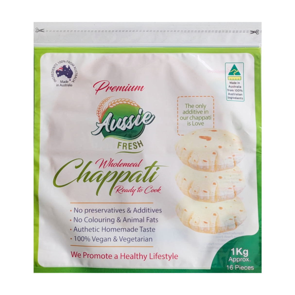 Aussie Fresh Wholemeal Chapati 16Pcs