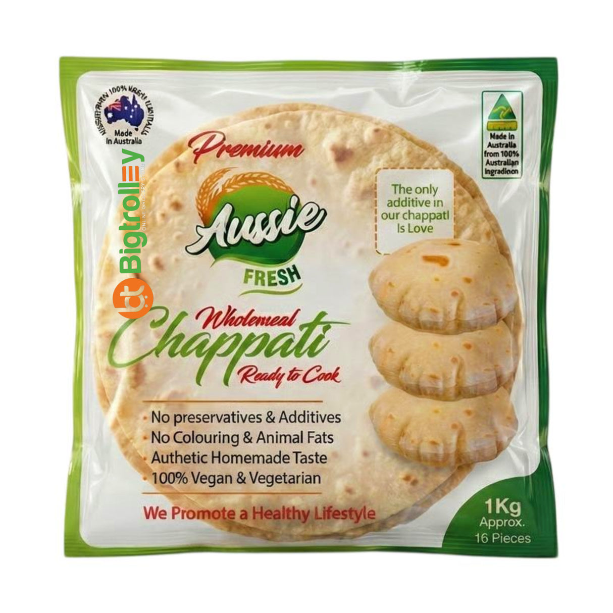 Aussie Fresh Wholemeal Redy to Cook Chappati 16Pcs Online at BigTrolley Groceries in Sydeny