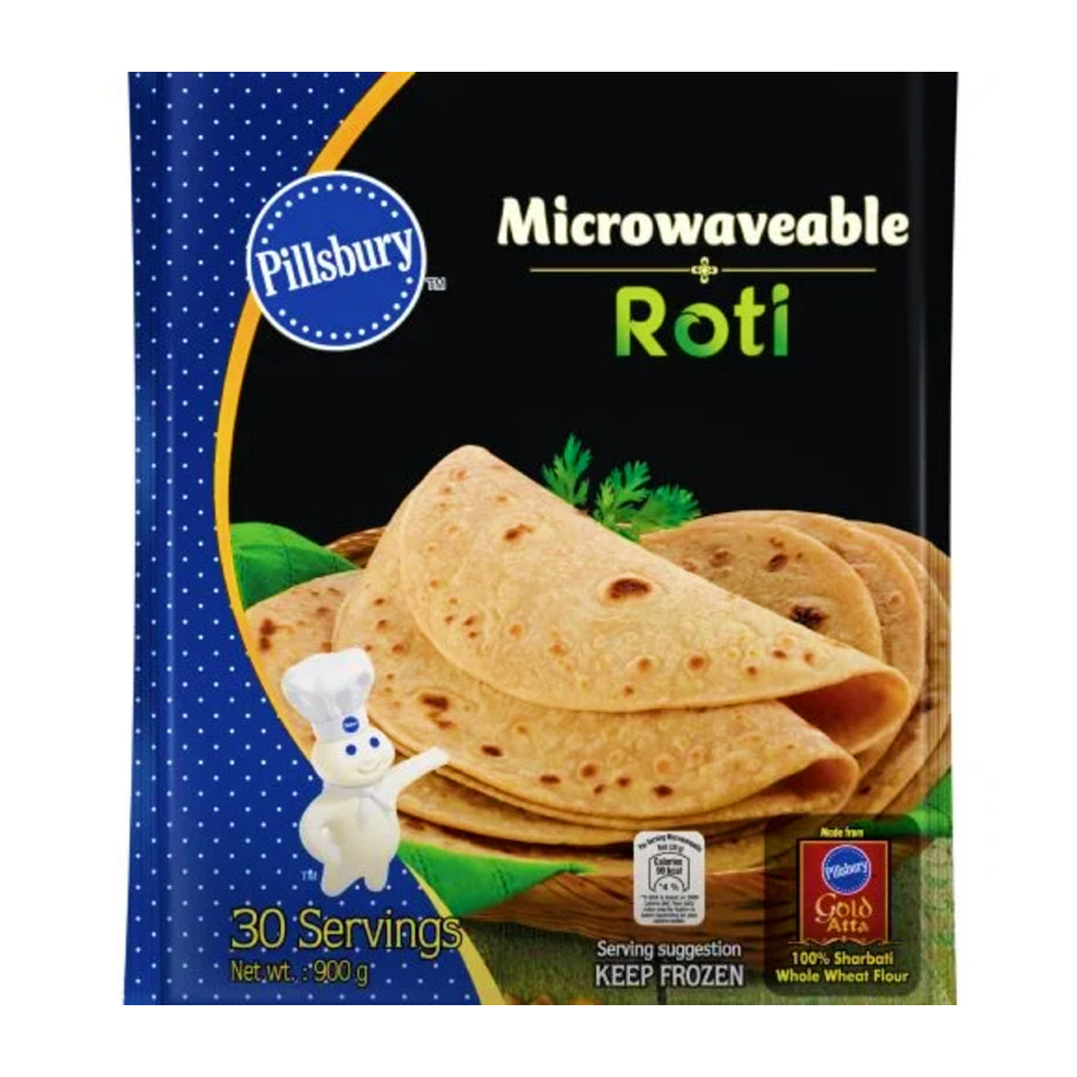 Pillsbury Frozen Microwaveable Roti 30pc 900g