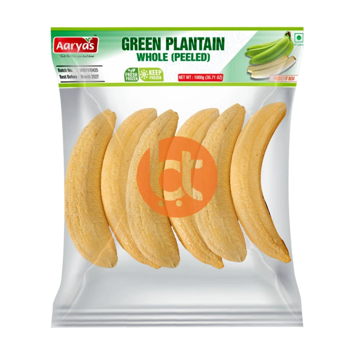 Aaryas Green Plantain (Ethakka) Whole 1Kg