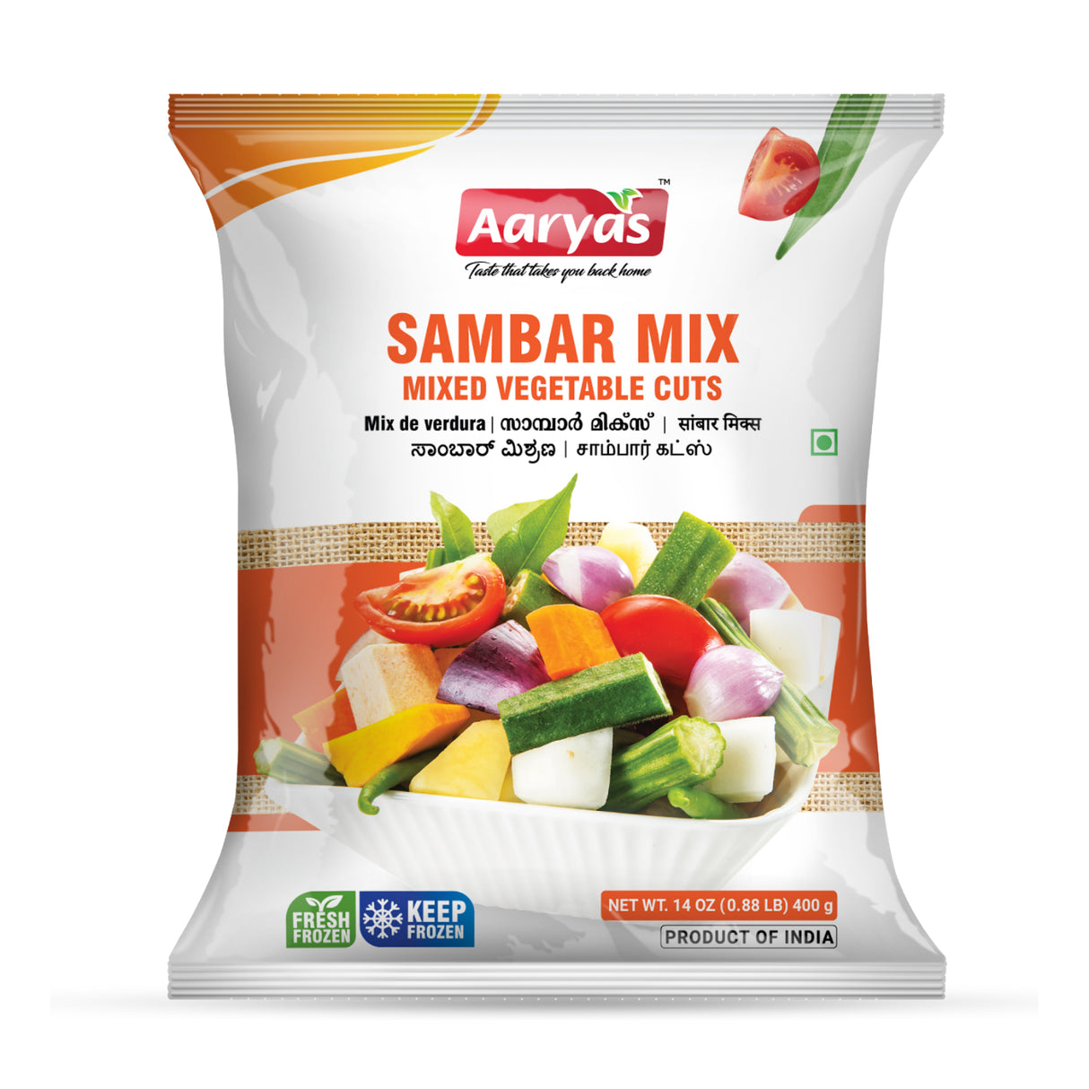 Aaryas Frozen Sambar Mix 400g
