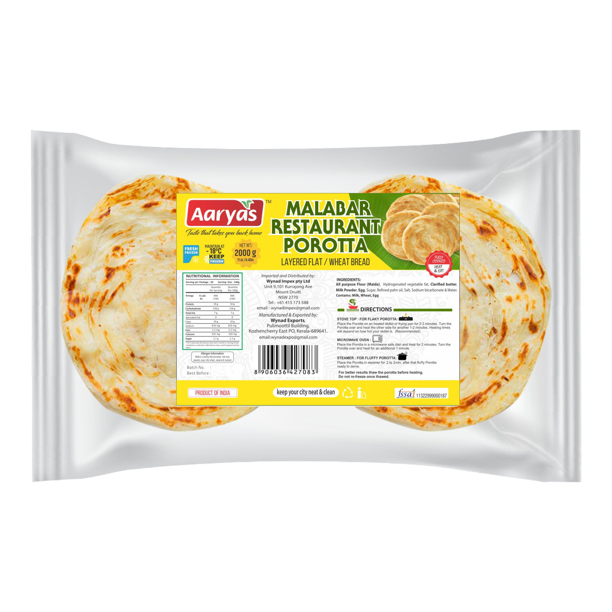 Aaryas Malabar Restaurant Porotta 2Kg