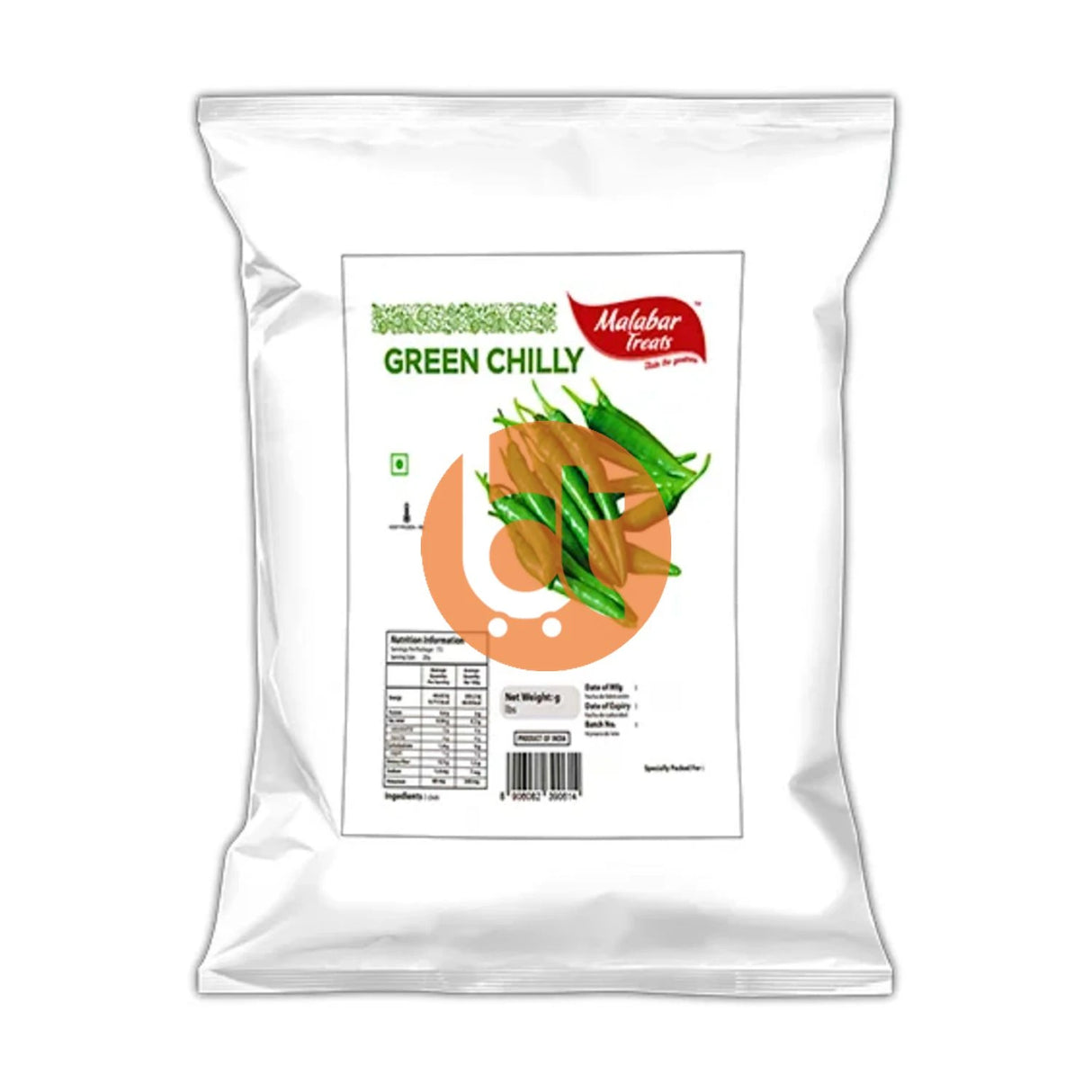 Malabar Treats Frozen Green Chilli 340g