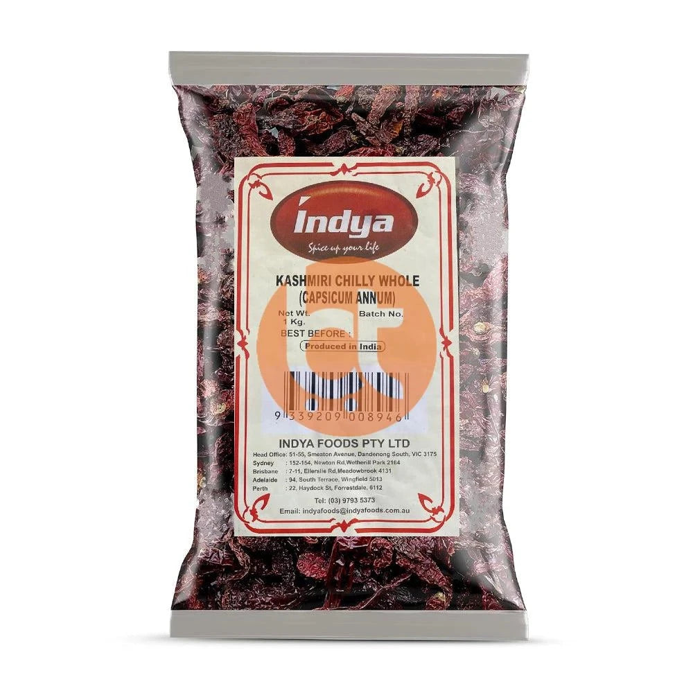 Indya Foods Kashmiri Chilly Whole 1Kg - Kashmiri Chilly by Indya Foods - New, New Arrivals, Whole Spices