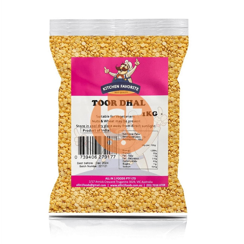 Kitchen Favorite Toor Dal, Thuvaram Paruppu 1 Kg - Toor Dal by Kitchen Favorite - Beans & Peas