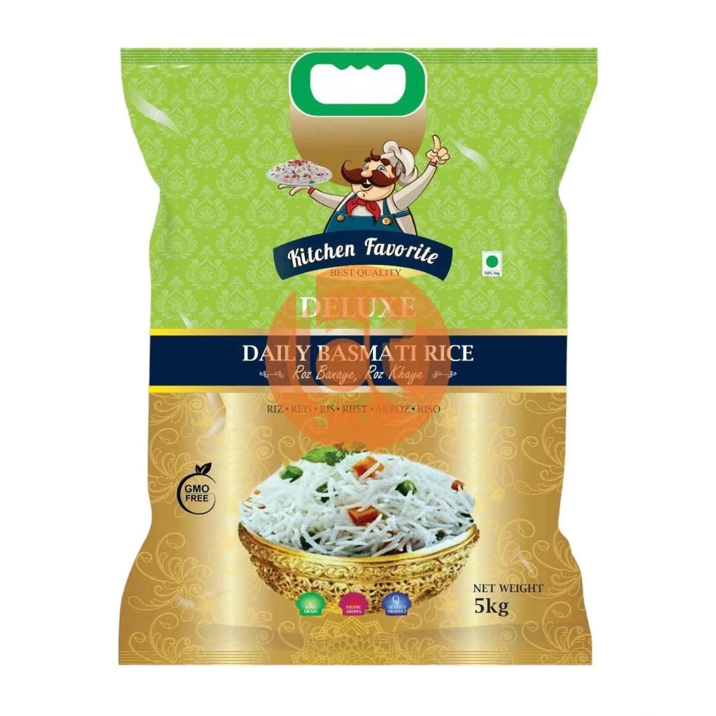 Buy Kitchen Favorite Deluxe Daily Basmati Rice 5kg Online at the best price from Bigtrolley and get it delivered at your doorstep for Free. Shop Online Indian, Kerala Groceries from Bigtrolley.