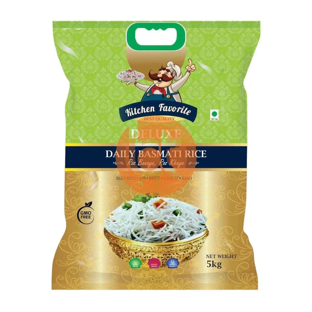 Buy Kitchen Favorite Deluxe Daily Basmati Rice 5kg Online at the best price from Bigtrolley and get it delivered at your doorstep for Free. Shop Online Indian, Kerala Groceries from Bigtrolley.