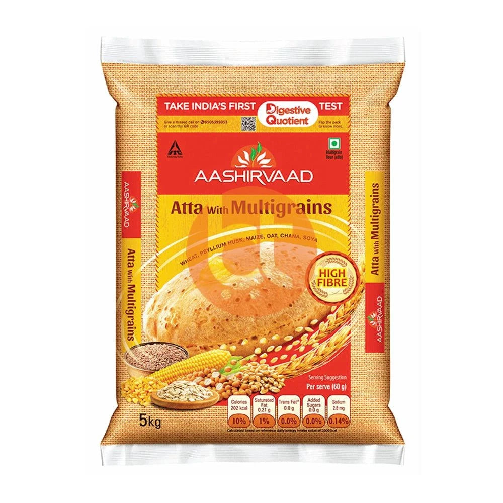 Aashirvaad Atta With Multigrains 5Kg - Multigrains Atta by Aashirvaad - Atta Flour, New, New Arrivals
