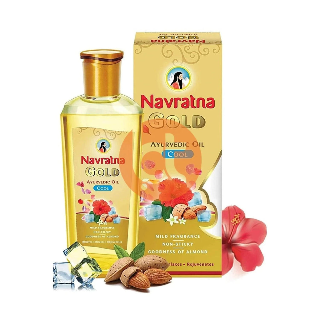 Navratna Gold Cool Ayurvedic Hair Oil 50ml - Hair Oil by Navratna - Hair Care, Non food Items