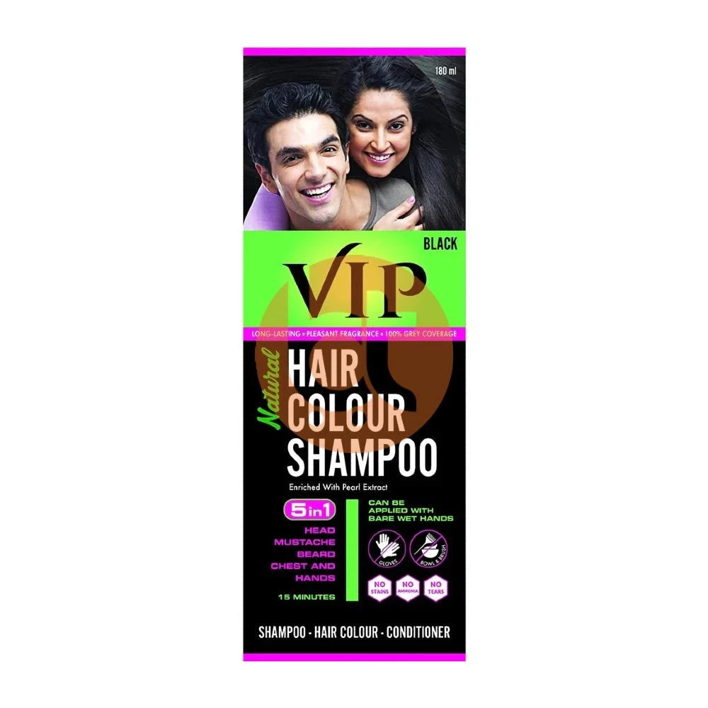 VIP Natural Hair Colour Shampoo (Black) 180ml - Hair Colour by VIP - 'NEW', Hair Care, New Arrivals, Non food Items