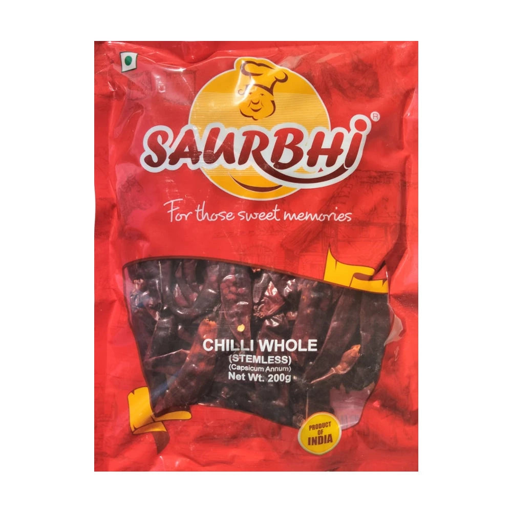 Saurbhi Chilly Whole (Stamless) 200g - Red Chilli by Saurbhi - Whole Spices